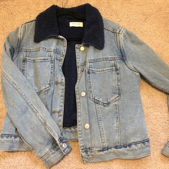pacsun denim sherpa jacket